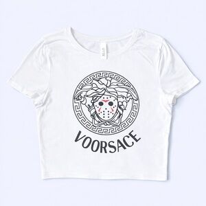 Friday The 13th Jason Voorhees Crop Tee XS/S Versace Parody Horror Graphic Shirt